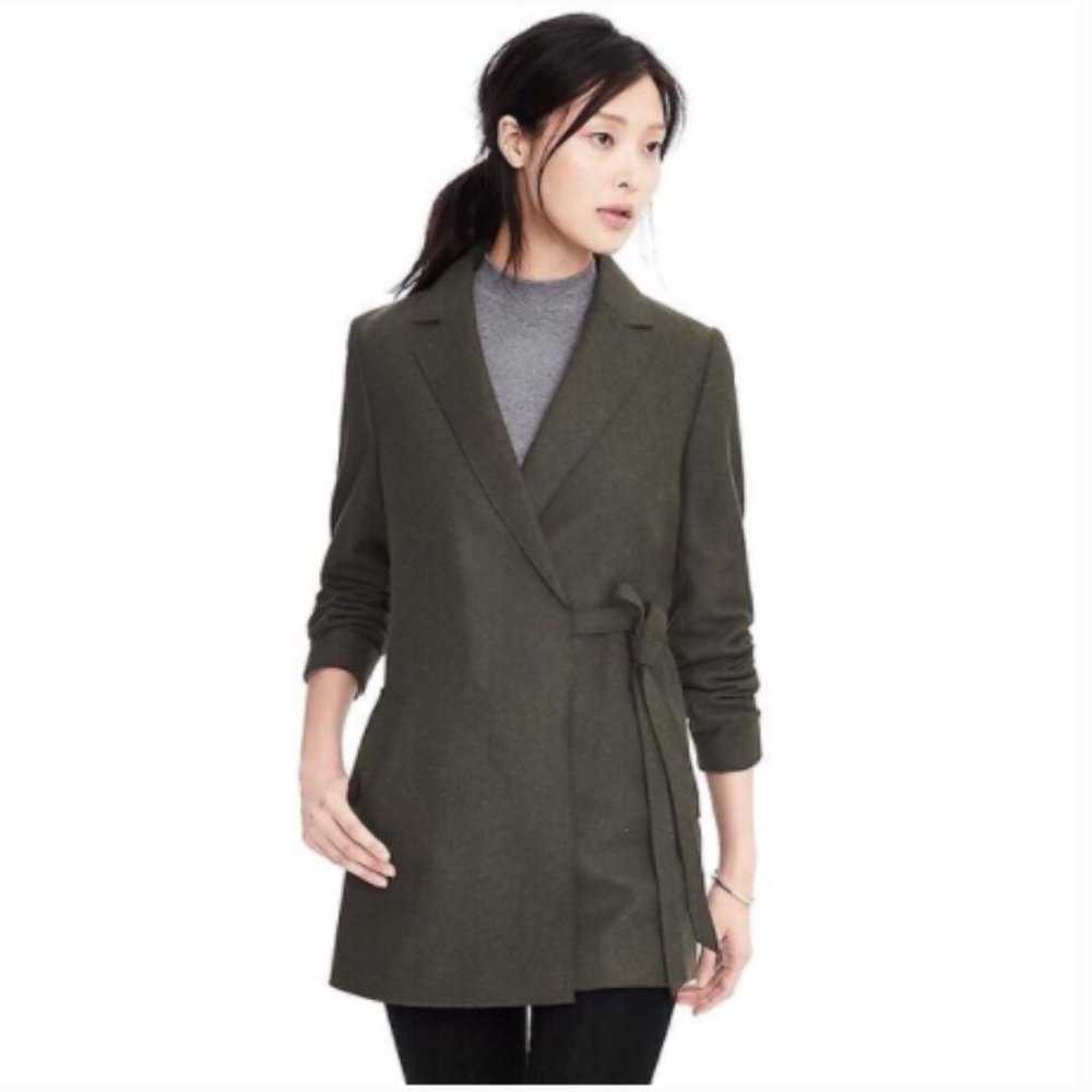 Banana Republic Melton Wool Wrap Tie Coat Jacket